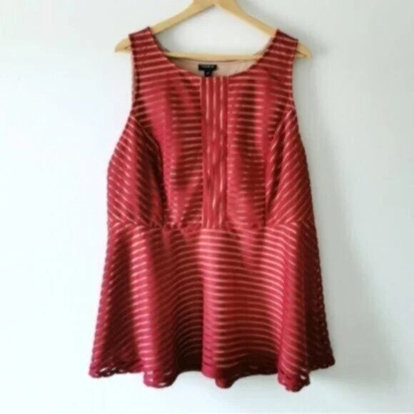 Torrid peplum striped sleeveless blouse top - Picture 4 of 6